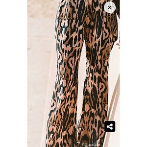 Brown Leopard Print Wide Leg Pants